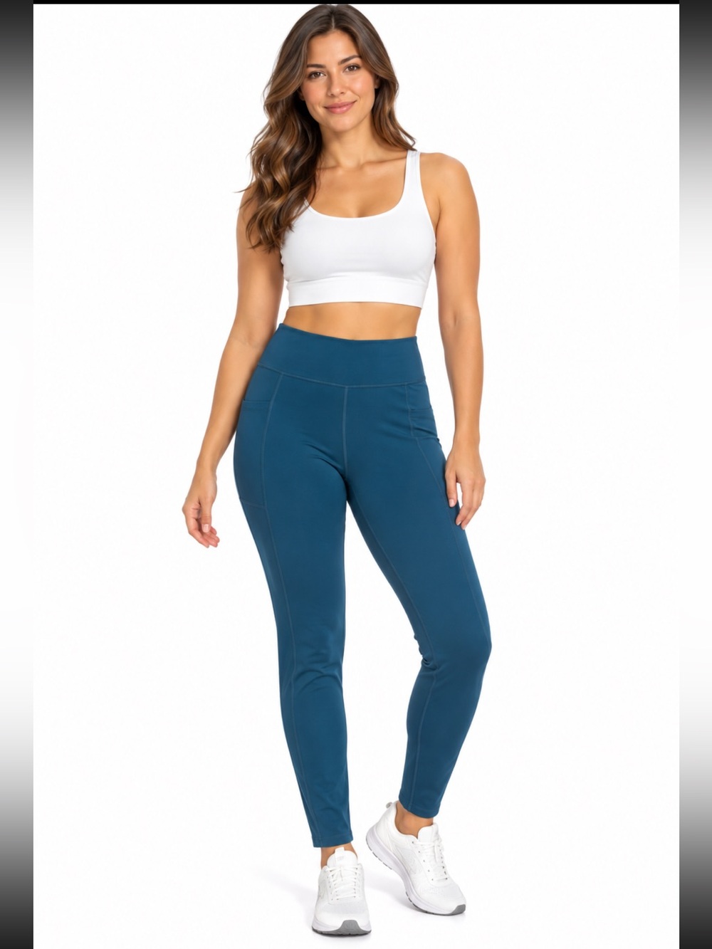 Danskin Women M Teal High Rise Pocket Leggings Stretch Yoga Activewear